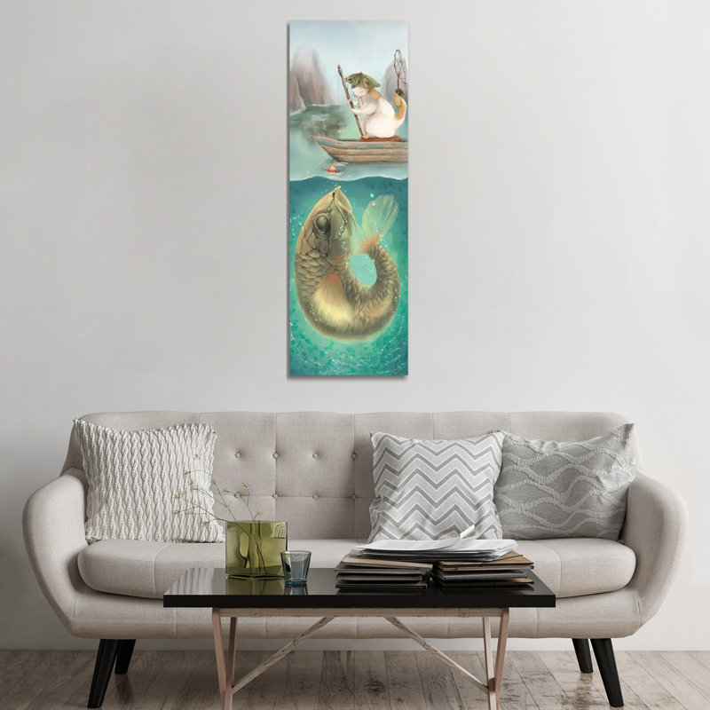 Be Careful What You Fish For - Painting on Canvas, 152.4cm H x 50.8cm W x 1.91cm D, Wrapped Canvas