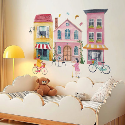 Pink Cityscape Wall Decal