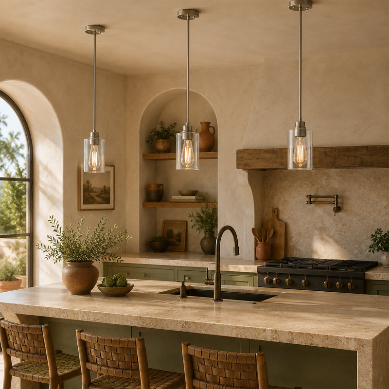 Single Pendant with Cylinder Glass Shade