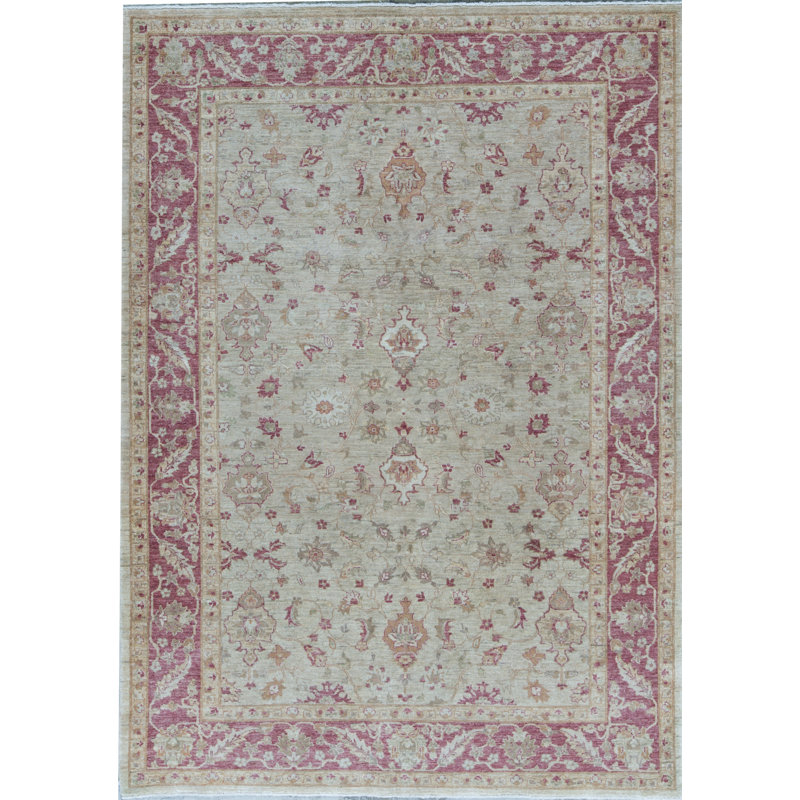 Hand-Knotted High-Quality Red and Green Area Rug