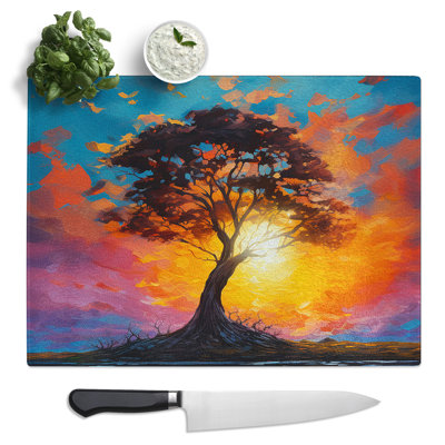 Sunset Impressionism Art  Glass Chopping Board