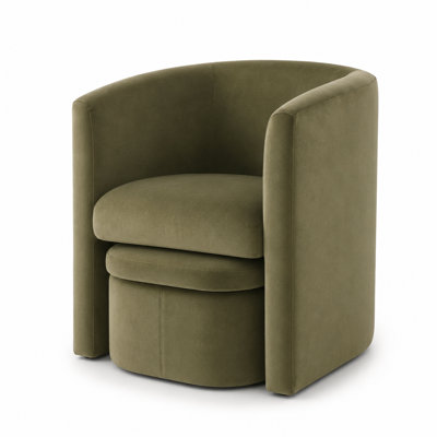 Fauteuil demi-tonneau moderne en polyester avec accoudoirs arrondis