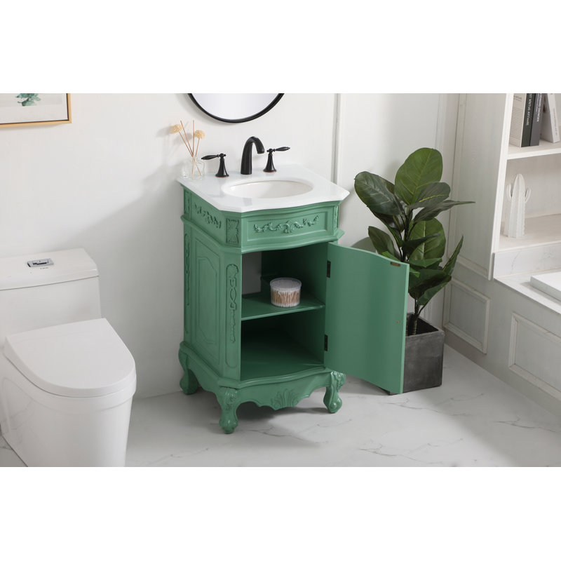 Ensemble de meuble-lavabo simple 21 po Lunette, Menthe rétro, Blanc Ivoire