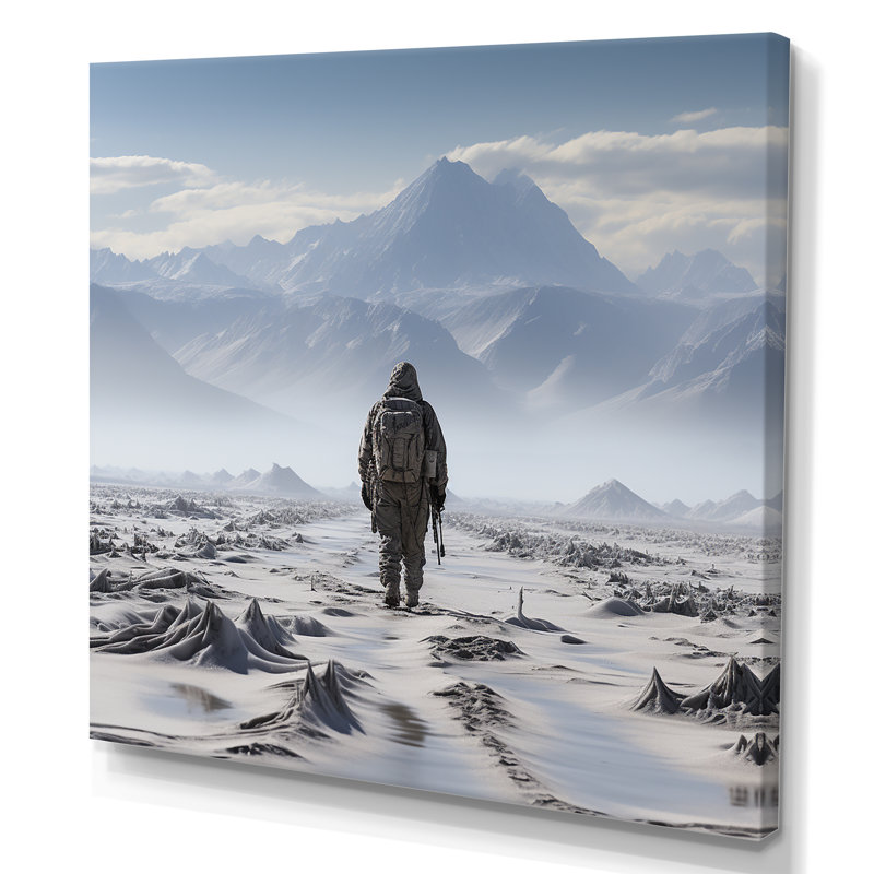 «Military War Landscape Silent témoin» sur toile, H 16 po x l 16 po x P 1 po, Toile tendue