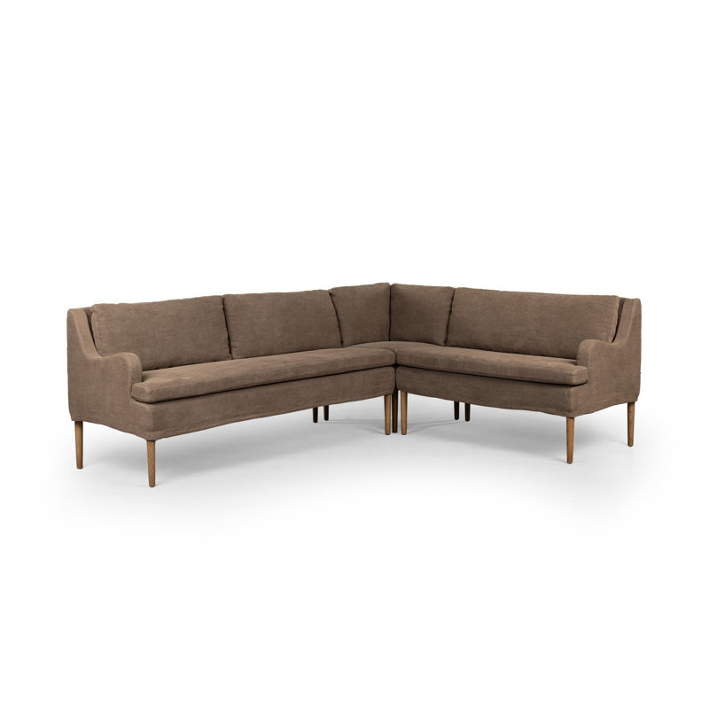 Aurelia Modular 3-Piece Slipcover Sectional, Right Hand Facing, Broadway Coffee Linen, 34.5" H x 99" W x 76" D