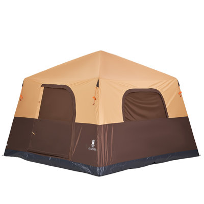 Camping Tent, 8 Person Inflatable Cabin Tent with Rechargeable Pump, TPU Air Tube & 4 Large Mesh Windows, Portable Easy Setup Waterproof with Carry Bag for Family Outdoor Camping & Hiking, Beige