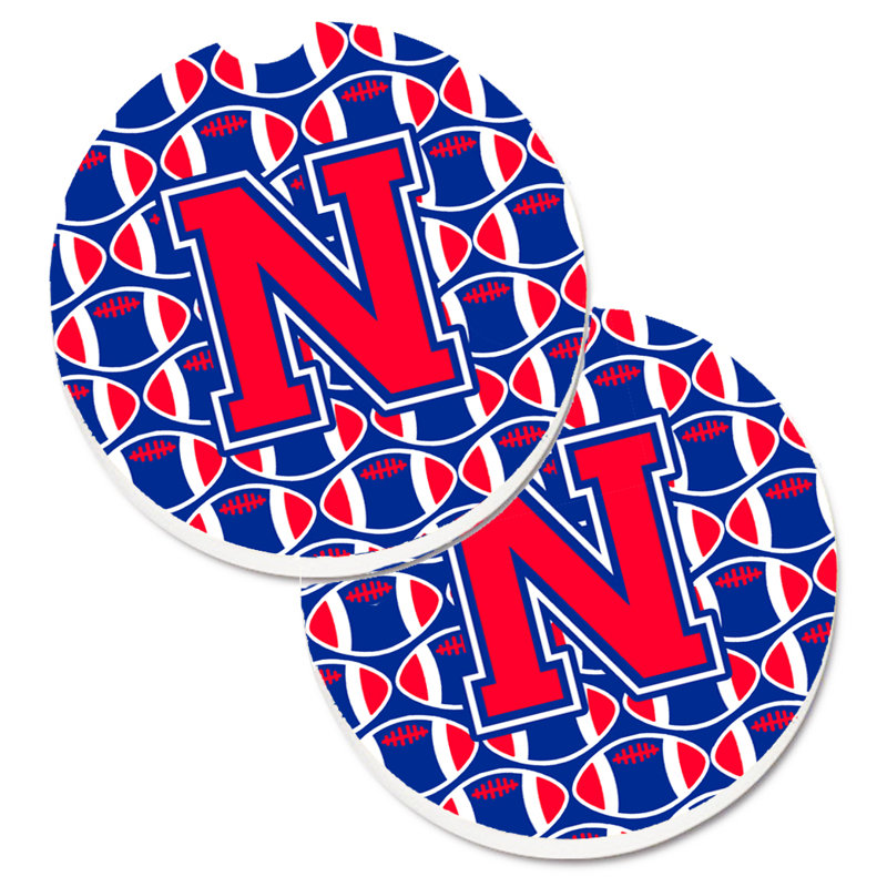 Sous-verre de football, N, Cramoisi de Harvard / bleu de Yale