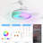 42 Inch Modern Invisible Ceiling Fan, 120V 3 ABS Blades Remote Control Reversible DC Motor With 32W Led Light