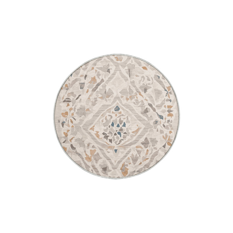 Machine Washable Beige Area Rug, Round 8'