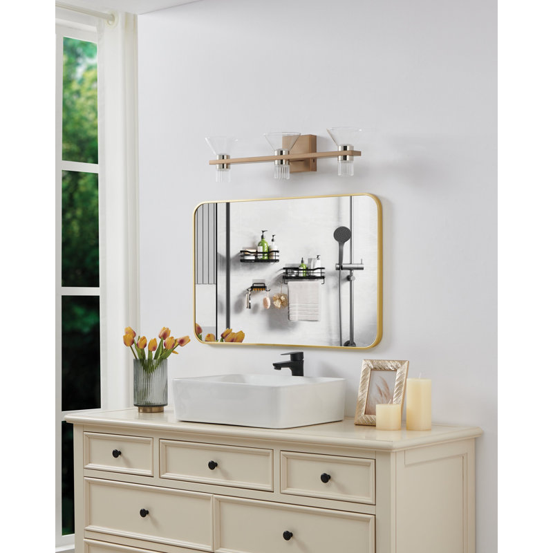 Éclairage pour salle de bain 5 lumières à DEL 5cct or champagne et nickel poli 5 lumières Lucca