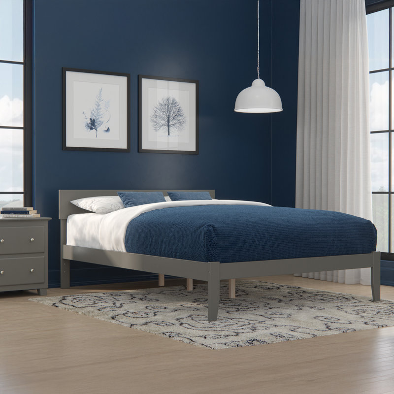 Farrah Solid Hardwood Platform Bed , Gray, Twin XL