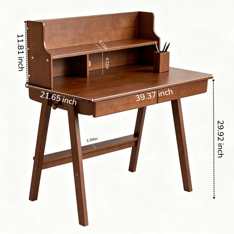 100% bois massif Bureau d'écriture Bureau d'ordinateur Mid Century Modern Home Office Table avec tiroir pour chambre à coucher