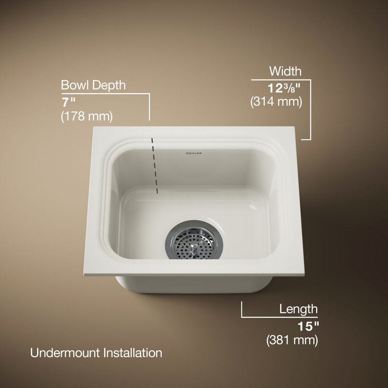 Northland 15" L x 12.38" W Undermount Kitchen Sink, Biscuit
