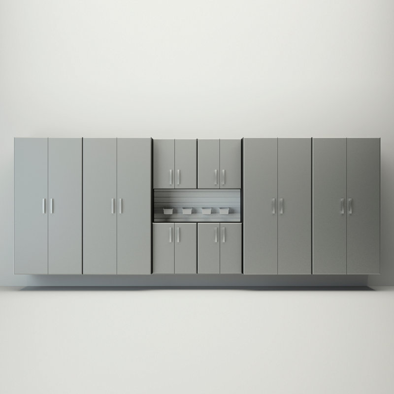 8 Piece Plastic Storage System, White/Silver
