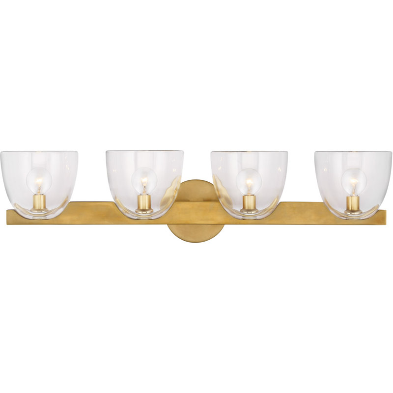AERIN Carola 4-Light Bath Sconce, Antique Brass, Clear