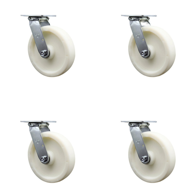 Roulettes pivotantes en acier inoxydable et nylon