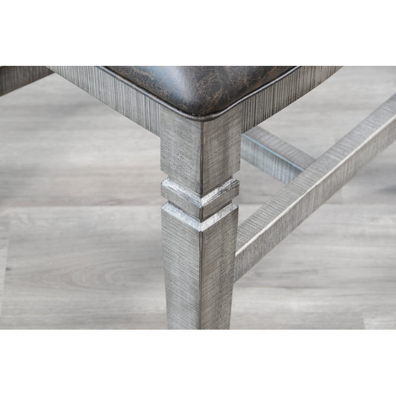 Meriwether Solid Wood Ladder Back Side Chair in Dark Brown, Alpine Gray/Tobacco Leaf, Gris