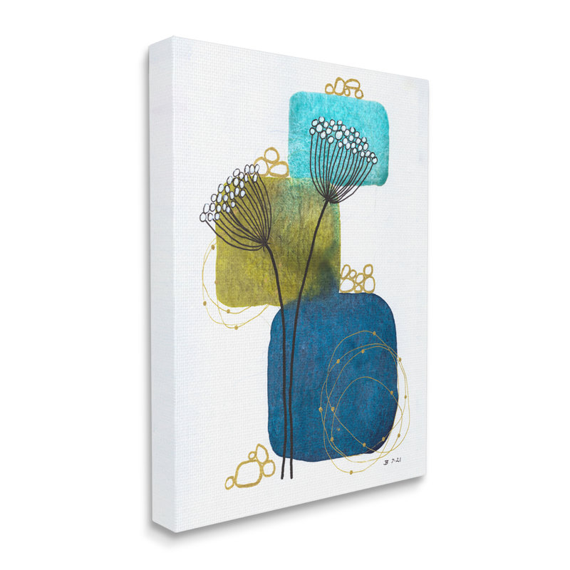 «Dandelion Buds On Blue» sur toile par Jocelyn Benford, H 20 po x l 16 po x P 1,5 po