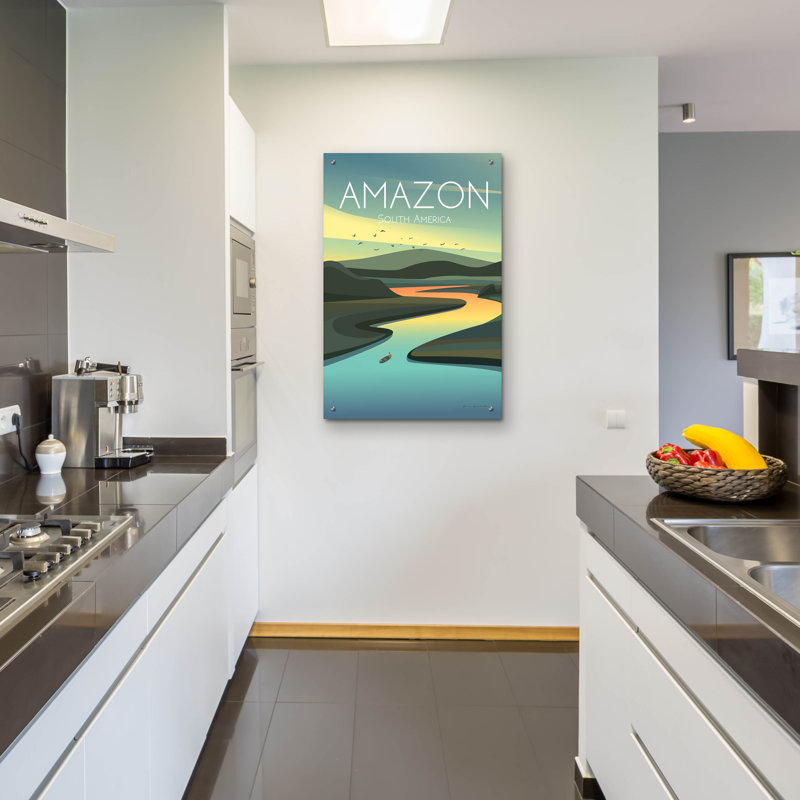 «Amazon» par Omar Escalante, art mural en verre acrylique, 16 po x 24 po, H 36 po x l 24 po x P 0,2 po