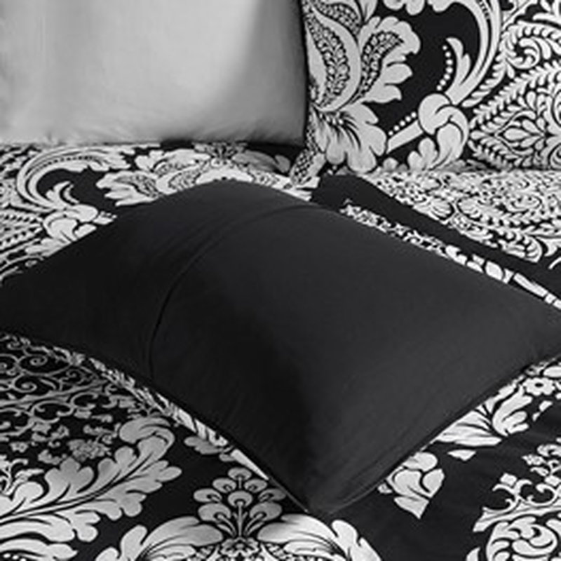 Édredon noir très grand 7 pièces - Drap à motif complexe, Édredon de très grande taille et 6 pièces suppl, Noir