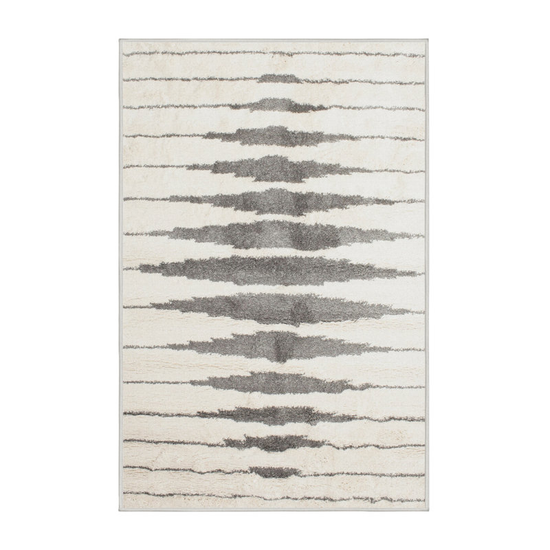 Tapis gris/zone noire contemporaine, Rectangle 5 pi x 7 pi