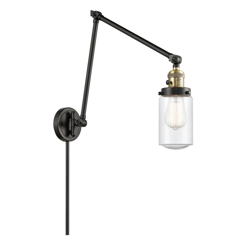 Saroyan Plug-in Swing Arm Sconce, 3.5 Watt Vintage LED Bulb, Seedy, Black Antique Brass