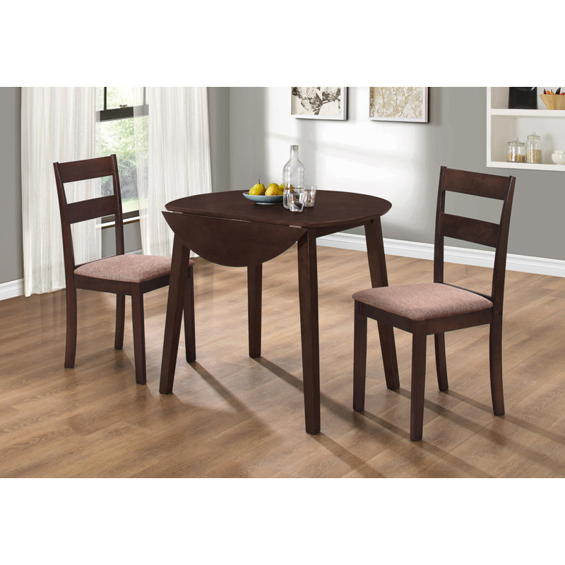 Ensemble de salle à manger en bois avec 1 table et 2 chaises, couleur espresso