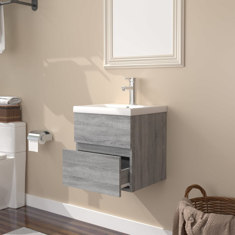 Laranjeira Single Bathroom Vanity with Basin, Gray Sonoma
