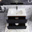 Grand meuble-lavabo de rangement mural moderne noir et noyer pré-assemblé avec lavabo en céramique intégré