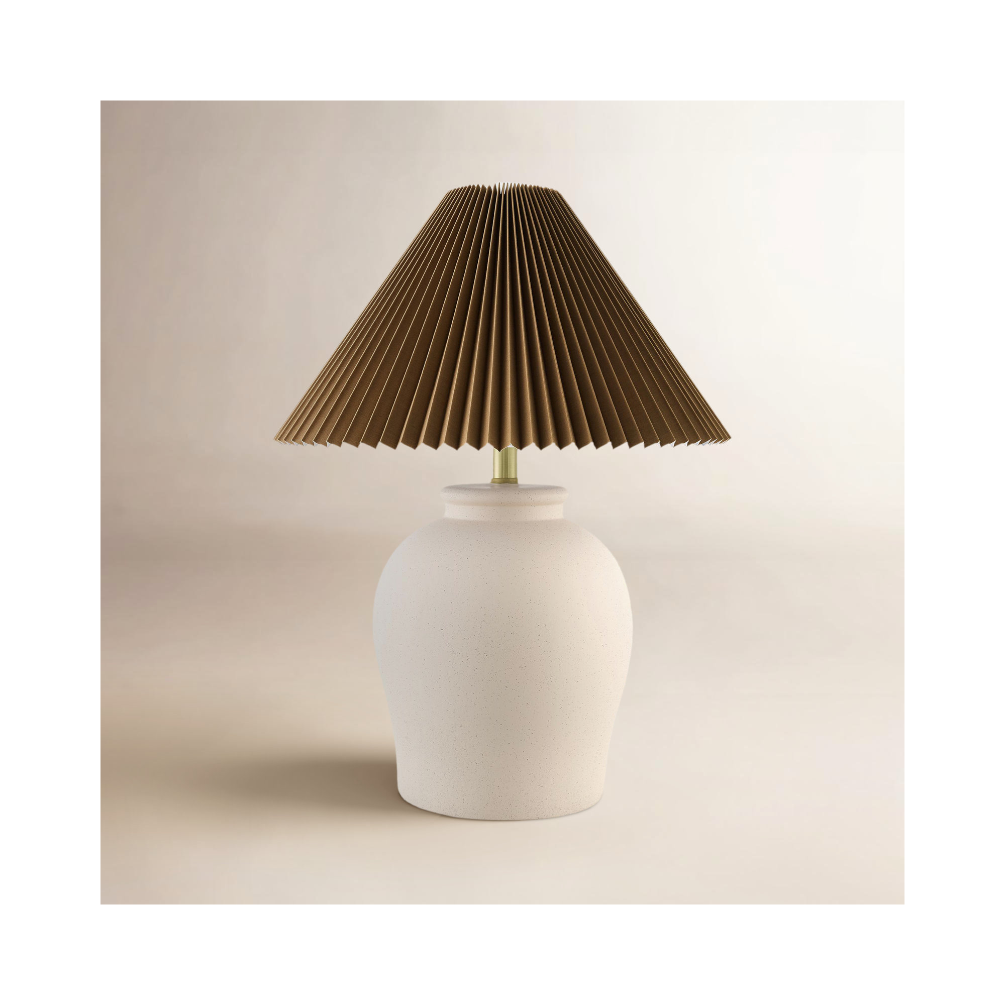 Chemise Ceramic Table Lamp, Brown Pleated, Shell