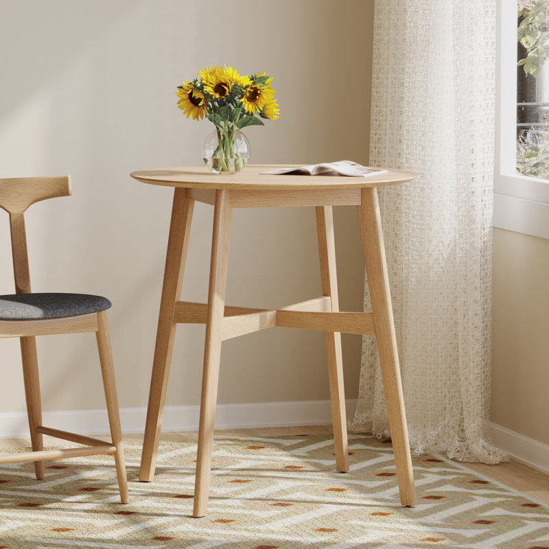 Table de salle à manger ronde, Chêne Naturel, L 35,4 po x L 35,4 po, Comptoir (hauteur de 36 po)