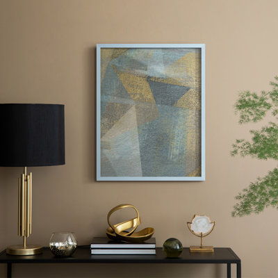 «Geometric Facets I», reproduction encadrée - bois massif