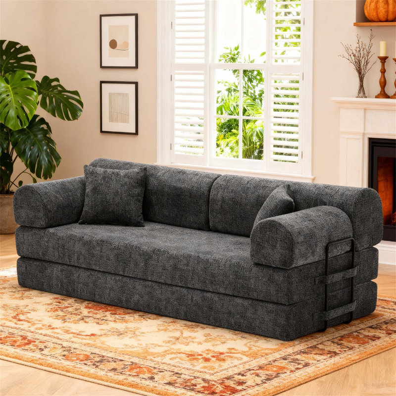 Canapé-lit Boneless Convertible Corduroy, Gris foncé