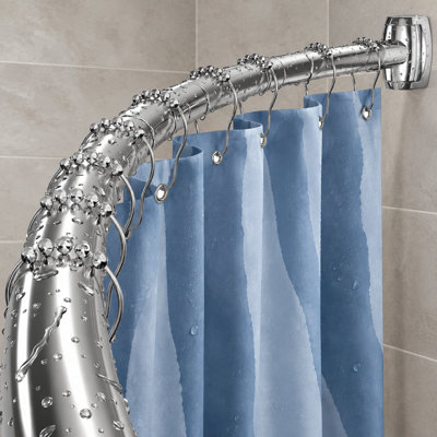 Une tringle de douche incurvée argentée entièrement en acier inoxydable réglable de 33 à 78 pouces; Conçu pour ajouter un espace de douche supplémentaire dans les salles de bain, les baignoires et les cabines, il possède une conception antirouille et nécessite un perçage.