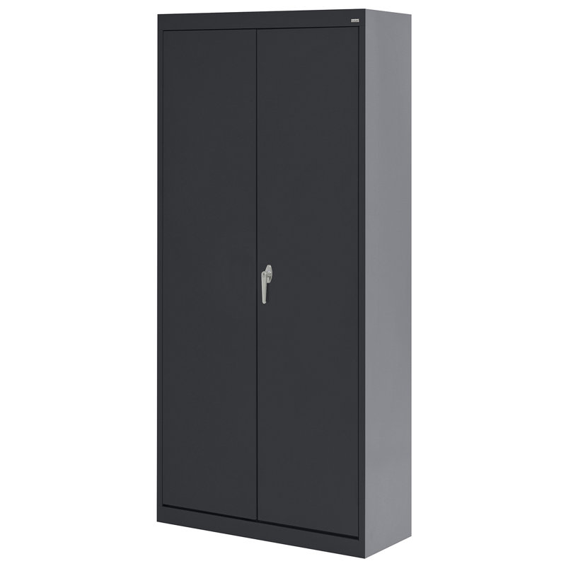 Armoire de rangement simple en acier de calibre 20 (H 72 po x l 36 po x P 18 po), Noir