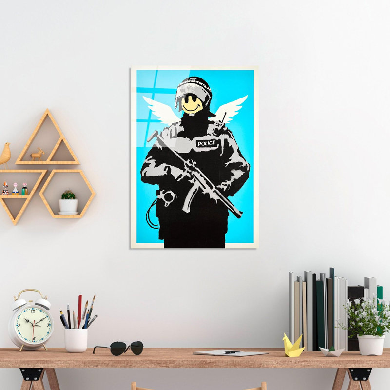 Stunning Banksy Tempered Glass Painting, 17.7 x 25.6 inches | 100% Tempered Glass, Thickness: 0.16 inches | Perfect for Modern Home Decor, Unique Art Piece, Ideal for Living Room & Office Spaces