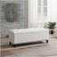 Repose-pieds spacieux avec rangement capitonné en lin, idéal pour le salon et le vestibule, pouvant supporter 500 lb avec charnière de sécurité - beige