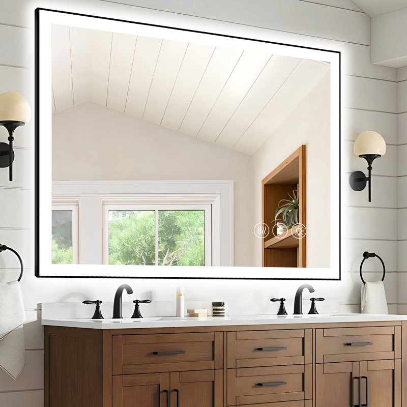 Miroir de salle de bain 48 x 40 pouces à DEL intelligent avec éclairage à intensité variable et température de couleur réglable