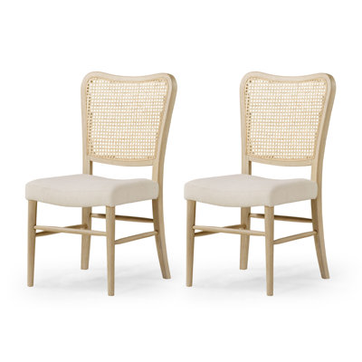 Maven Lane Vera Classical Wooden Dining Chair with Fabric Upholstery, Set Of 2