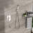 10" Square Shower System In Brushed Nickel - Waterfall Tub Spout, 3 Function, Rainfall Shower, Handheld Element With Spout 10 Inch Wall Mounted, Square, Overhead Rain Handheld, Facility-120997260