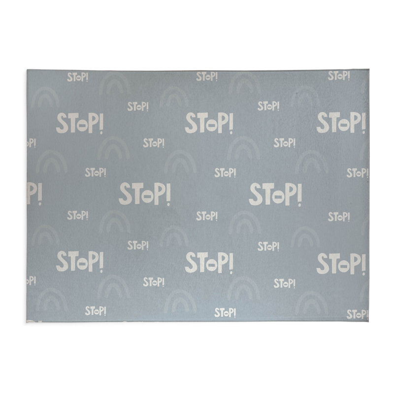 Stop Slate Kids Play Mat, Slate Blue/Ivory, Rectangle 2' x 3'