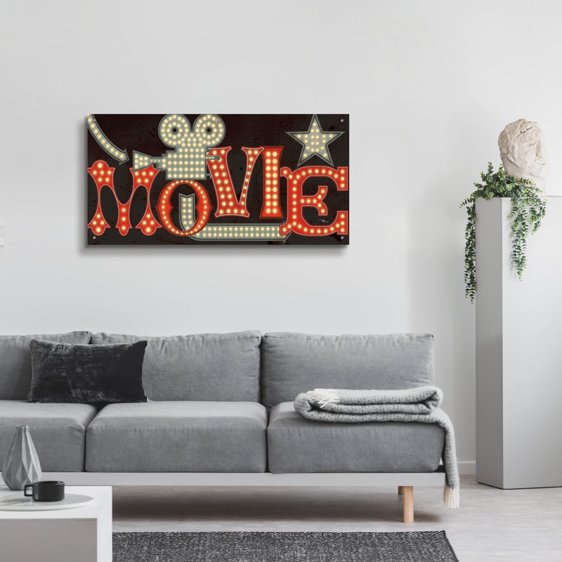 Art mural en verre épique «Movie Lights 2 V2» par Pela Studio, H 24 po x l 48 po
