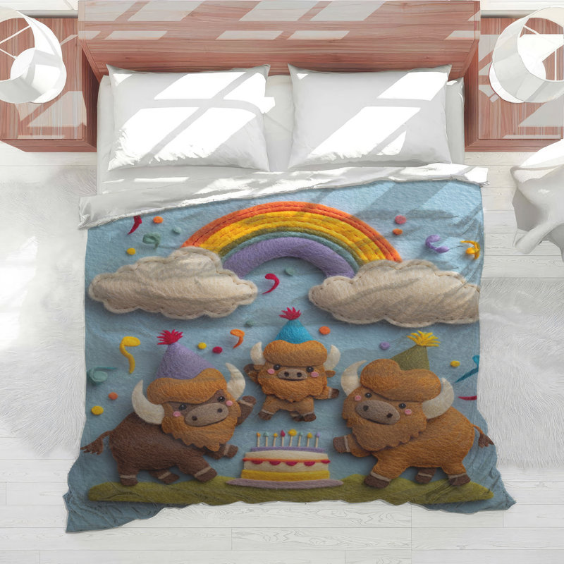 Felt Buffalo Birthday Party Comforter, Lit simple