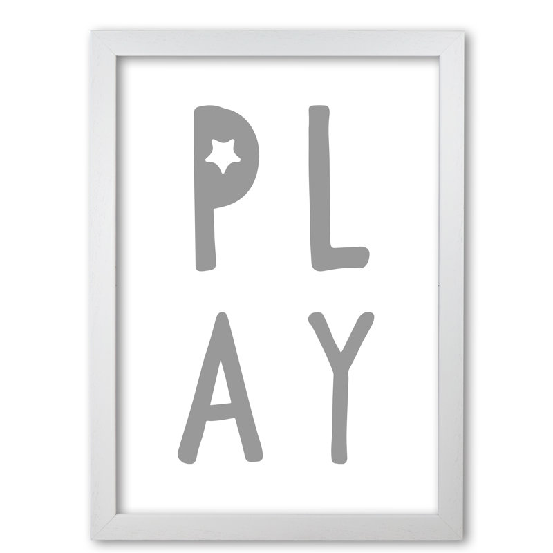 Play - Print, 42 cm H x 30 cm W x 5 cm D, White Grain Frame