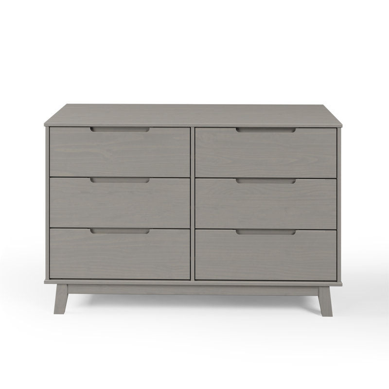 Jerred 6 Drawer 51" W Solid Wood Dresser, Gray Wash