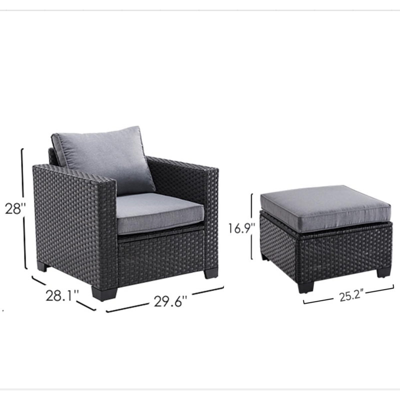 Outdoor Wicker Patio Chair with Ottoman