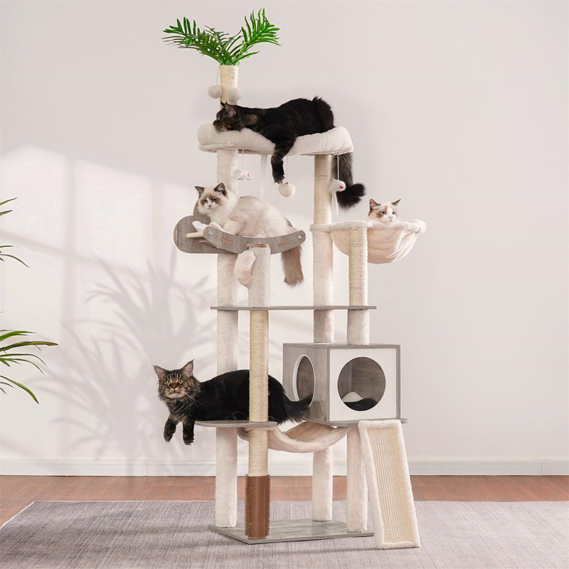 Arbre à chat 61,42 po H, Beige / brun foncé