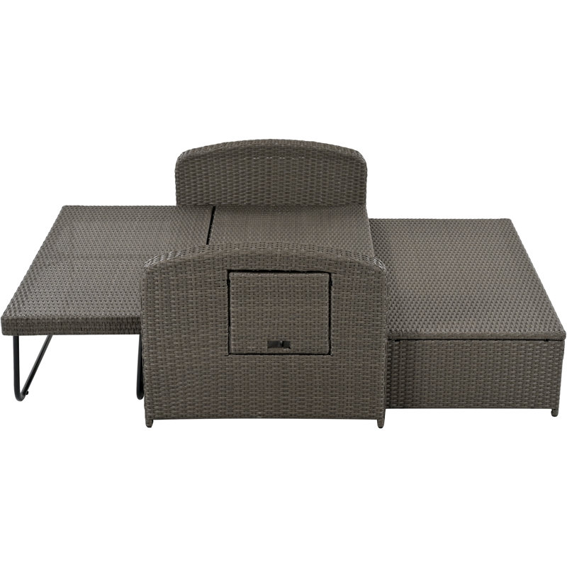 Chaise longue double avec dossier réglable et housse imperméable