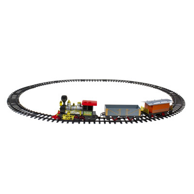 17-Piece Lighted and Animated Gold and Red Classic Model Train Set with Sound