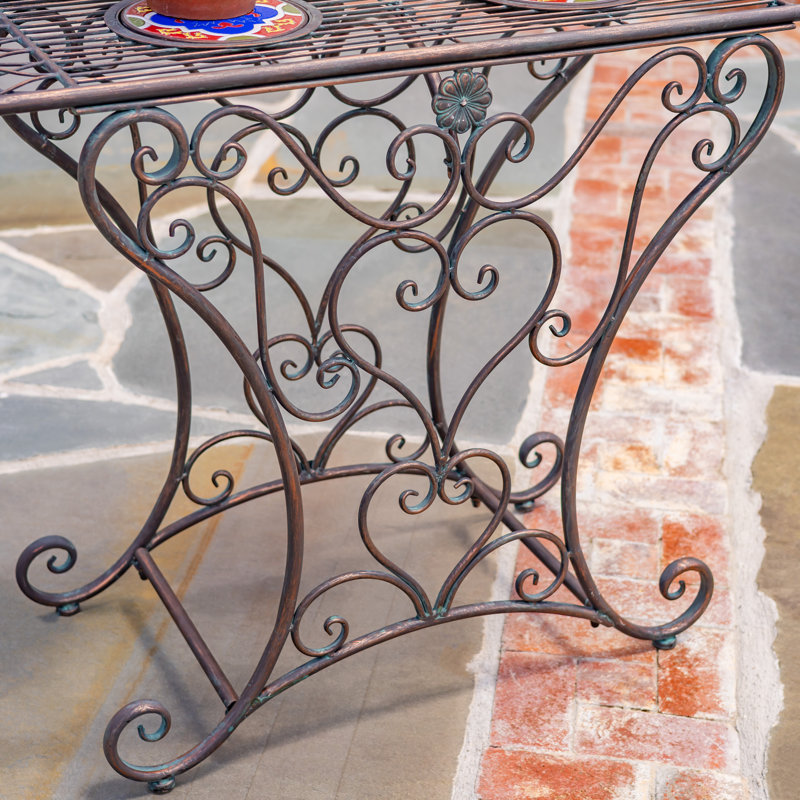 43in. Basilica Rectangular Mosaic Iron Table, Brown